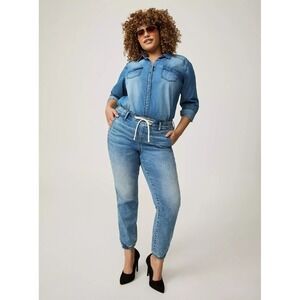 Torrid Jogger‎ Jeans 3 Mid Rise Medium Wash Weekend Stretch Casual Relaxed Fit